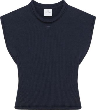 Courr&egrave;ges Blauwe T-shirt en Polo Set - Dames - Tops zonder mouwen - Blauw - M - Katoen - Tops