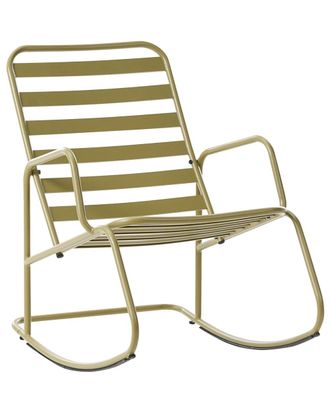 Beliani Mecedora de jard&iacute;n metal verde oliva