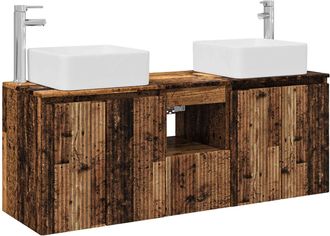 vidaXL Juego De Muebles De Ba&ntilde;o 3 Uds. Madera Envejecida Vidaxl