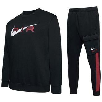 Nike Mens Air Tracksuit Set Black/Red Cotton - Size X-Large