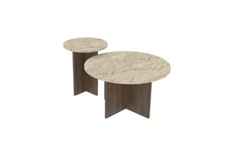Habitat et Jardin Set Di Tavolini In Legno private 70 X 70 X 40 Cm - Travertino