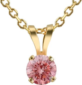 Pompeii3 20 -.50Ct Pink Diamond Solitaire Pendant 14k Gold Lab Grown 18 Necklace