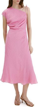 Mango Asymmetric Ruched Maxi Dress in Pink at Nordstrom, Size 10