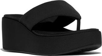 FitFlop PlatFForms Wedge Toe Post Sandal in All Black at Nordstrom, Size 10