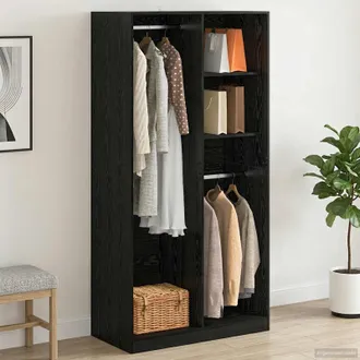 vidaXL Vidaxl Guardaroba Rovere Nero 100 X 50 X 200 Cm Legno Ingegnerizzato