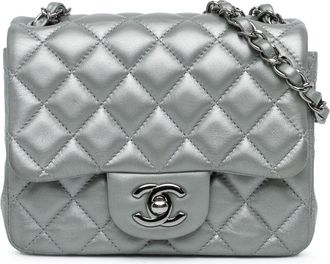 Chanel Pre-owned Womens Classic Flap Mini Rectangular - Silver Leather - One Size