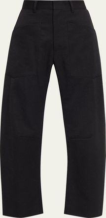 Nili Lotan Shon Wool Barrel-Leg Ankle Pants