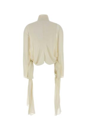 Alaia Womens Cream Crepe Blouse Ivoire Exterior: Viscose Maglie Sweater