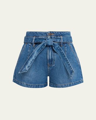Veronica Beard Jaylen Belted Denim Shorts