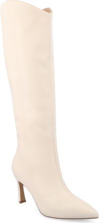 Journee Collection Rehela Pointed Toe Boot in Bone at Nordstrom Rack, Size 6.5 Regular Calf