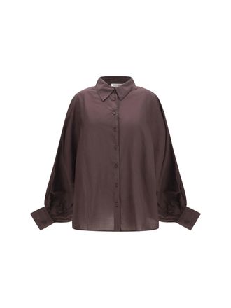 SoSUE Lightweight Voile Cotton Shirt - Brown