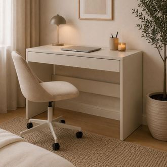 Dmora Escritorio Linomoni, Un Caj&oacute;n, Un Estante, Material De Tablero En Madera Nobilitada, 100x50x77h Cm Beige
