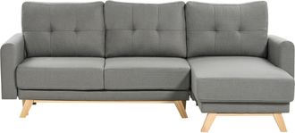 Beliani Beliani - Sof&aacute; Cama Esquinero Izquierdo De 3 Plazas De Tela Funci&oacute;n Extra&iacute;ble Respaldo Acolchado Patas De Madera Gris Siro