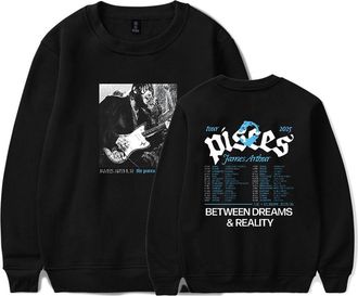 Generic J Arthur The Pisces World Tour 2025 Fashion Mens O-Neck Casual Loose Sweatshirts Street (Black,XS)