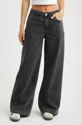 YMI Stud Embellished Relaxed Extra Baggy Wide Leg Jeans in Washed Black at Nordstrom, Size 11