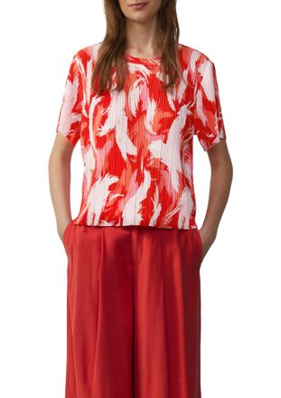 s.Oliver T-Shirt S.OLIVER, Damen, Gr. 34, rot, Web, Obermaterial: 100% Polyester, bedruckt, regular fit taillenbedeckt, Rundhals, Shirts T-Shirt, mit All-Over 