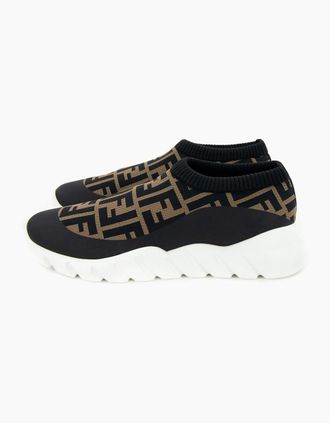 Fendi Mens Fendi Ff Sock Low Top Trainers Tobacco/nero - Black - Size: 7.5