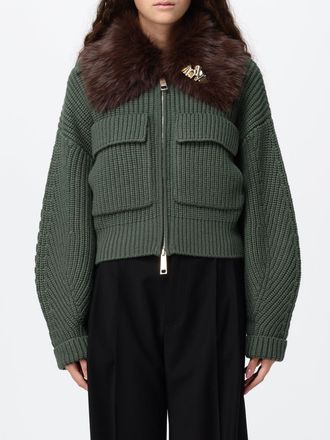 Liu Jo Cardigan in misto lana con colletto in pelliccia e chiusura zip