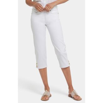 NYDJ Marilyn Button Detail Capri Jeans in Optic White at Nordstrom, Size 12P