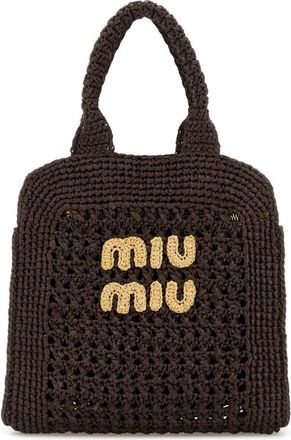 Miu Miu Brown Raffia Shopping Bag