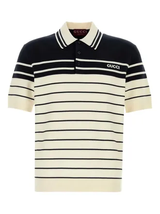 Gucci logo-print striped polo shirt - White