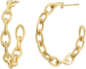 Gold & Honey Womens Link Hoop Earrings In Gold