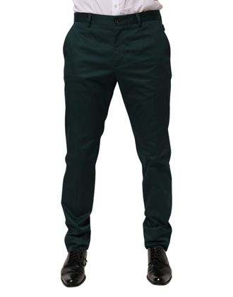 Dolce & Gabbana Mens Cotton Formal Trousers Green