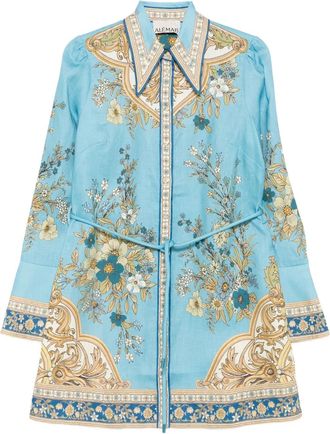 Alemais floral-print belted dress - Blue