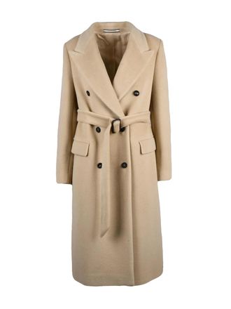 Tagliatore Double-Breasted Beige Coat With Tailored Silhouette