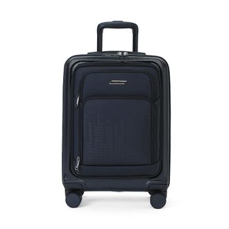 Infinity Leather Hybride handbagagekoffer ABS+PU zwart 57x37x25 cm, 8 wielen, voorvak