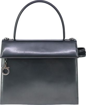Ferragamo Vintage Handbag Leather Black Leather Handbag (Pre-Owned)