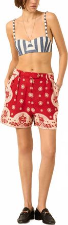 Alix of Bohemia Deena High-Waist Linen Short In Lava Red