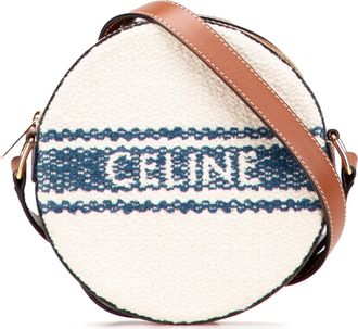 Celine Pre-owned Womens Crossbody Round Logo Bag - White Textile - One Size