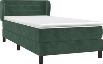 vidaXL Vidaxl - Cama Box Spring Con Colch&oacute;n Terciopelo Verde Oscuro 100x200 Cm