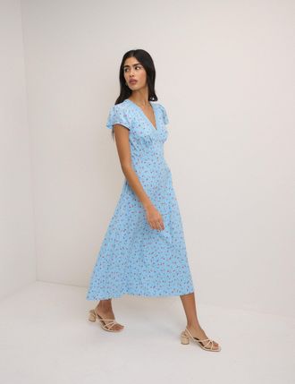 Nobody's Child Blue Ditsy Floral Kacey Midi Dress
