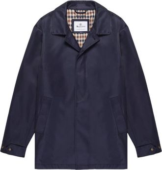 Aquascutum Jassen, Heren, Blauw, L, Katoen, Blauwe Heren Trenchcoat