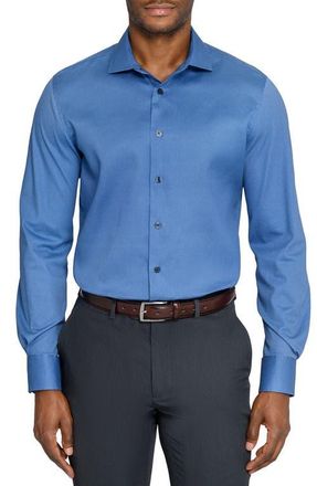 W.R.K Slim Fit Micro Geo Reworked Cotton Dress Shirt in Navy/Blue at Nordstrom, Size 17.5 - R