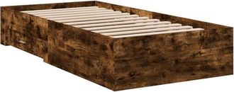 vidaXL Bed Frame with Drawers without Mattress Smoked Oak 100x200 cm Vidaxl