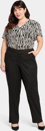 NYDJ Womens NYDJ Marilyn Pants Black Stretch Flat Front Straight Leg GBO597