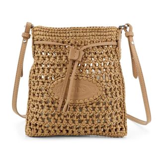 Tod's Rafia Mini Tote - Dames - Schoudertassen - Beige - ONE Size - Leer - Tassen