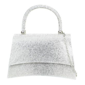 Girly HandBags Womens Embellished Handheld Evening Bag Medium Silver