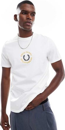 Fred Perry T-shirt bianca con grafica Sportswear-Bianco