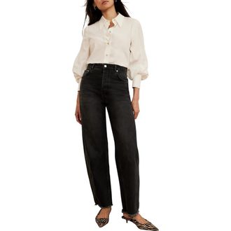 Mint Velvet Barrel Leg Jeans in Black at Nordstrom, Size 12