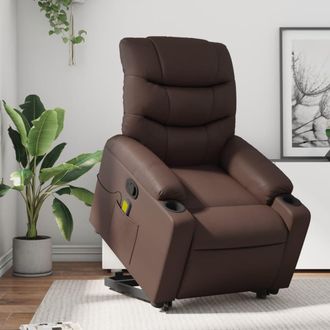 vidaXL Vidaxl - Sill&oacute;n Reclinable De Masaje De Pie De Cuero Sint&eacute;tico Marr&oacute;n
