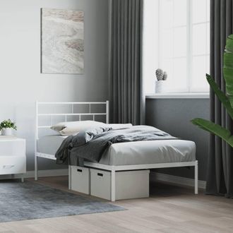 Berkfield Home Metal Bed Frame with Headboard White 100x190 cm
