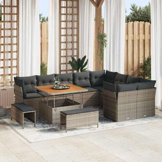 vidaXL Conjunto De Sof&aacute; De Jard&iacute;n 12 Pcs Gris Rat&aacute;n Sint&eacute;tico Vidaxl
