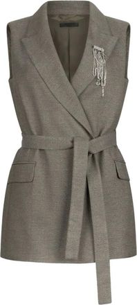 Liu Jo Jassen, Dames, Grijs, M, Polyester, Grijze Gebreide Jas Aw 25