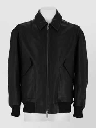 HUGO BOSS straight coat collared neck front pockets ribbed