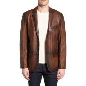 Missani Le Collezioni Vintage Leather Blazer in Brown at Nordstrom Rack, Size Xx-Large