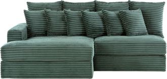 Concept Usine Sof&aacute; esquinero de 2/3 plazas con asiento profundo en pana verde